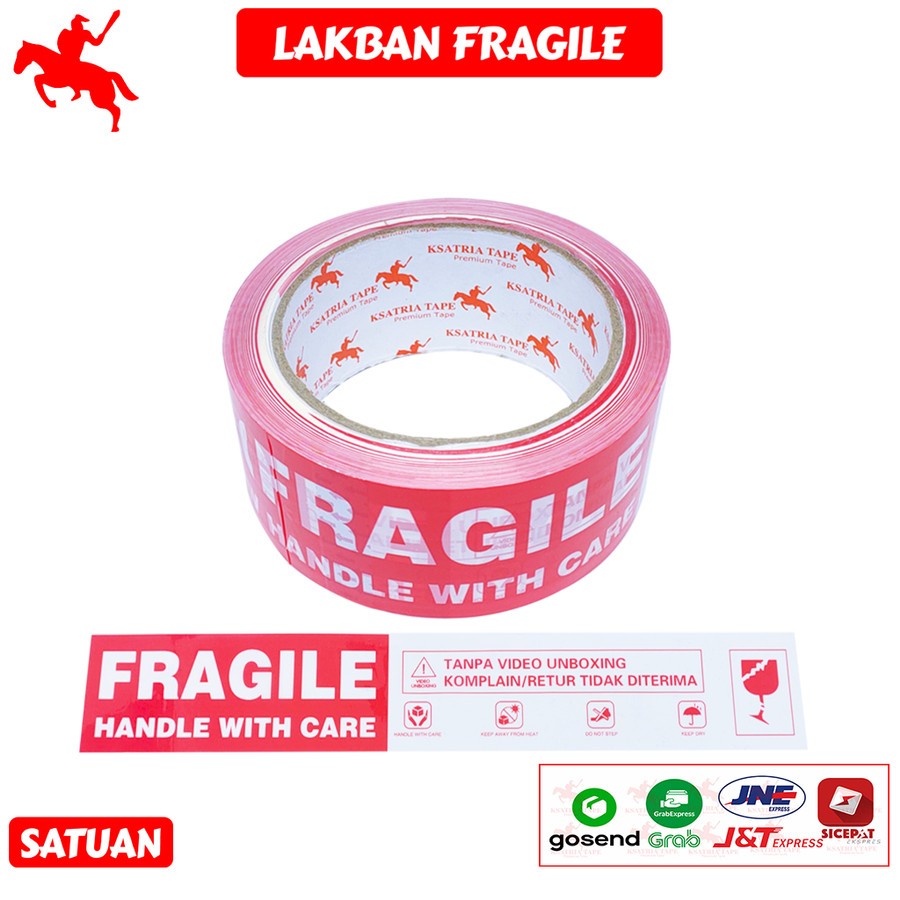 

Lakban Fragile Merah Tape 45mm x 80 Yard