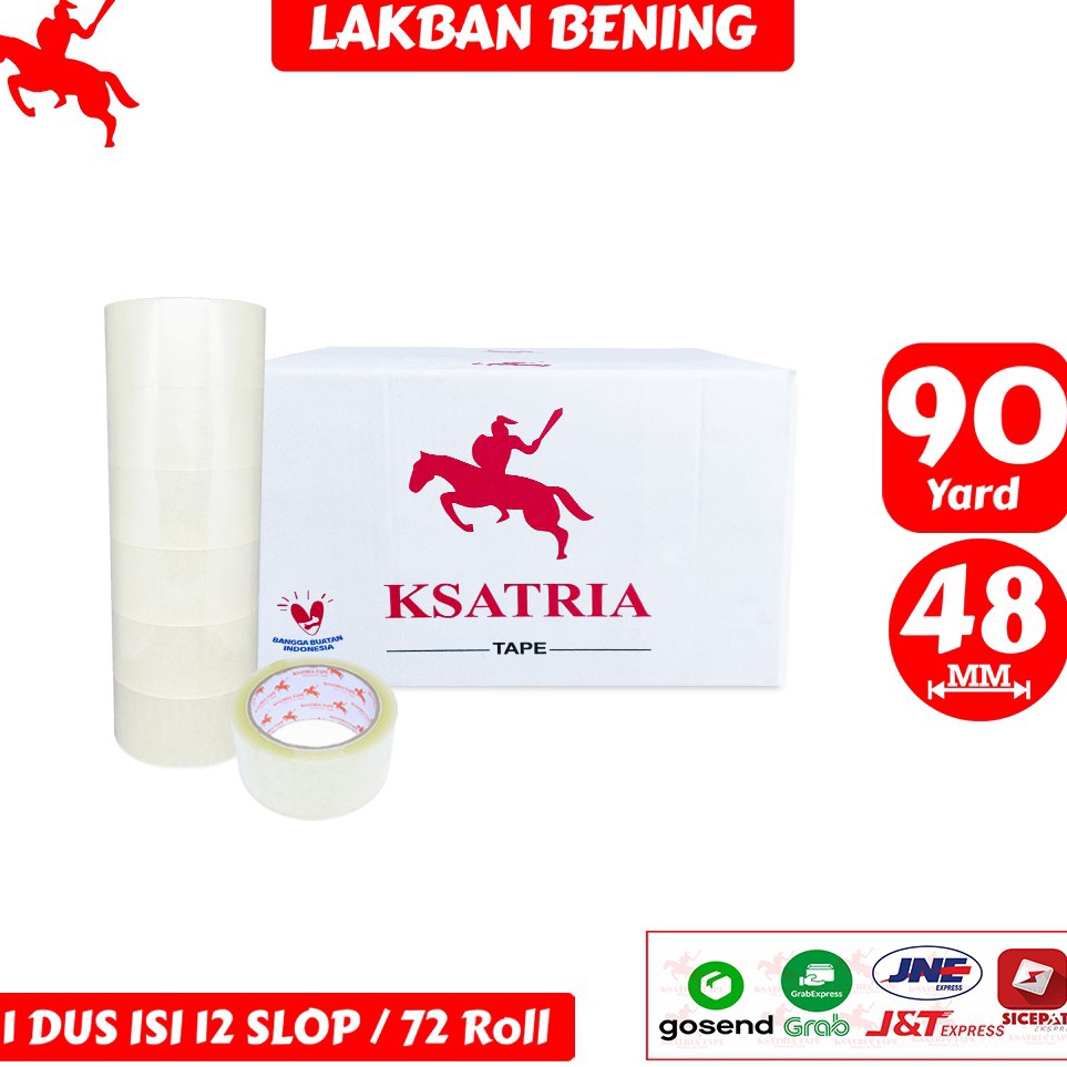

KODE Q1G Lakban OPP Tape Lakban Bening KSATRIA Tape 9 Yard 1 Dus