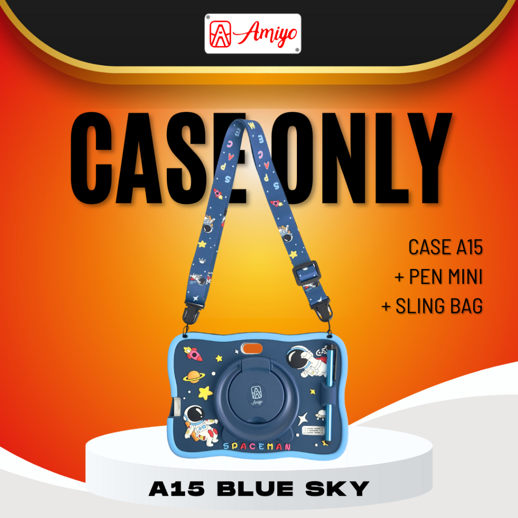 [SOFT CASE] Amiyo Tablet A15 Astronout Cover Pelindung Tablet Anak + Stylus pen + Tali Selempang