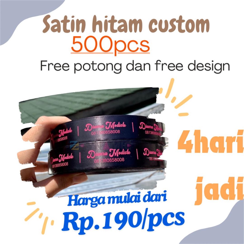 

500 pcs satin hitam / label intruksi pencucian / label slip pakaian / custom merek baju / pita satin
