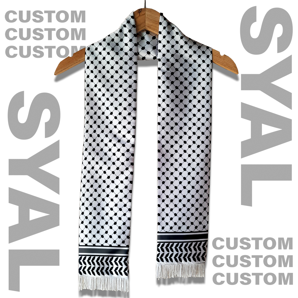 JKI Nazhifa Printing - Syal Batik Palestina, Jaring Putih, Scarf Leher Unisex, Pria Wanita