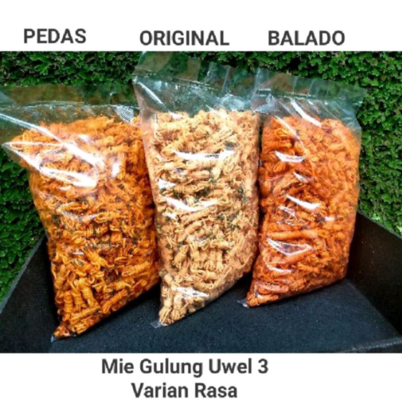 

Mie gulung mie uwel pedas daun jeruk kemasan 500gram