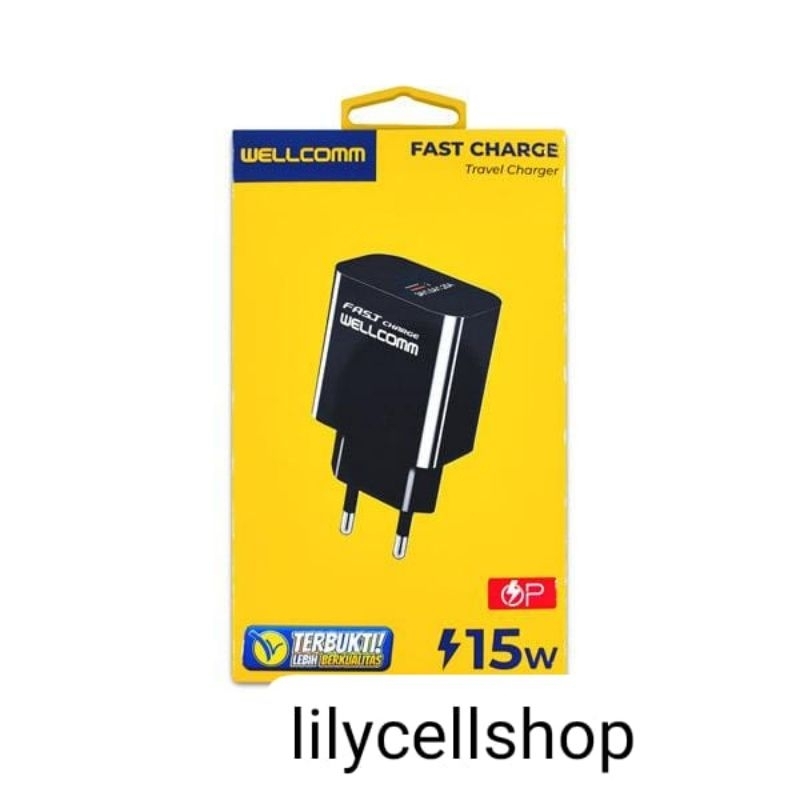 Charger Single USB Wellcomm Fast Charger OP 15W + Kabel Type-C Wellcomm