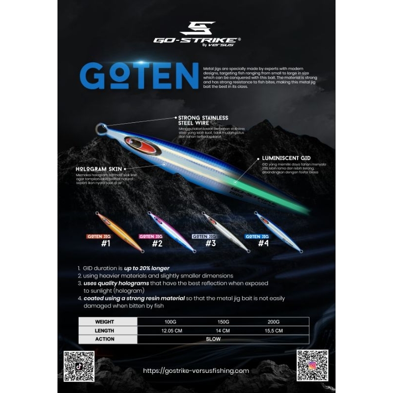 UMPAN GOTEN METAL JIG GO STRIKE 100-200GRAM