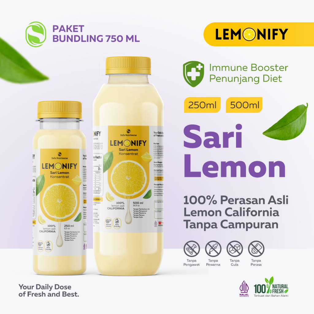 

Lemonify - Sari Lemon Konsentrat - Perasan Lemon California - Diet & Detox - Paket Bundling 750 ml