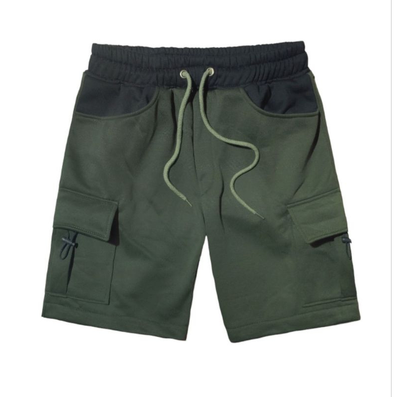 Short Pants / Celana Cargo Pendek Pria Kantong Samping Warna Army