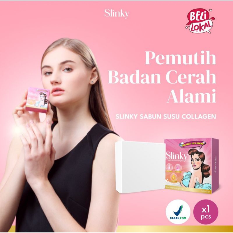 Sabun Susu Collagen SLINKY -Pemutih Badan Cerah Alami Original BPOM