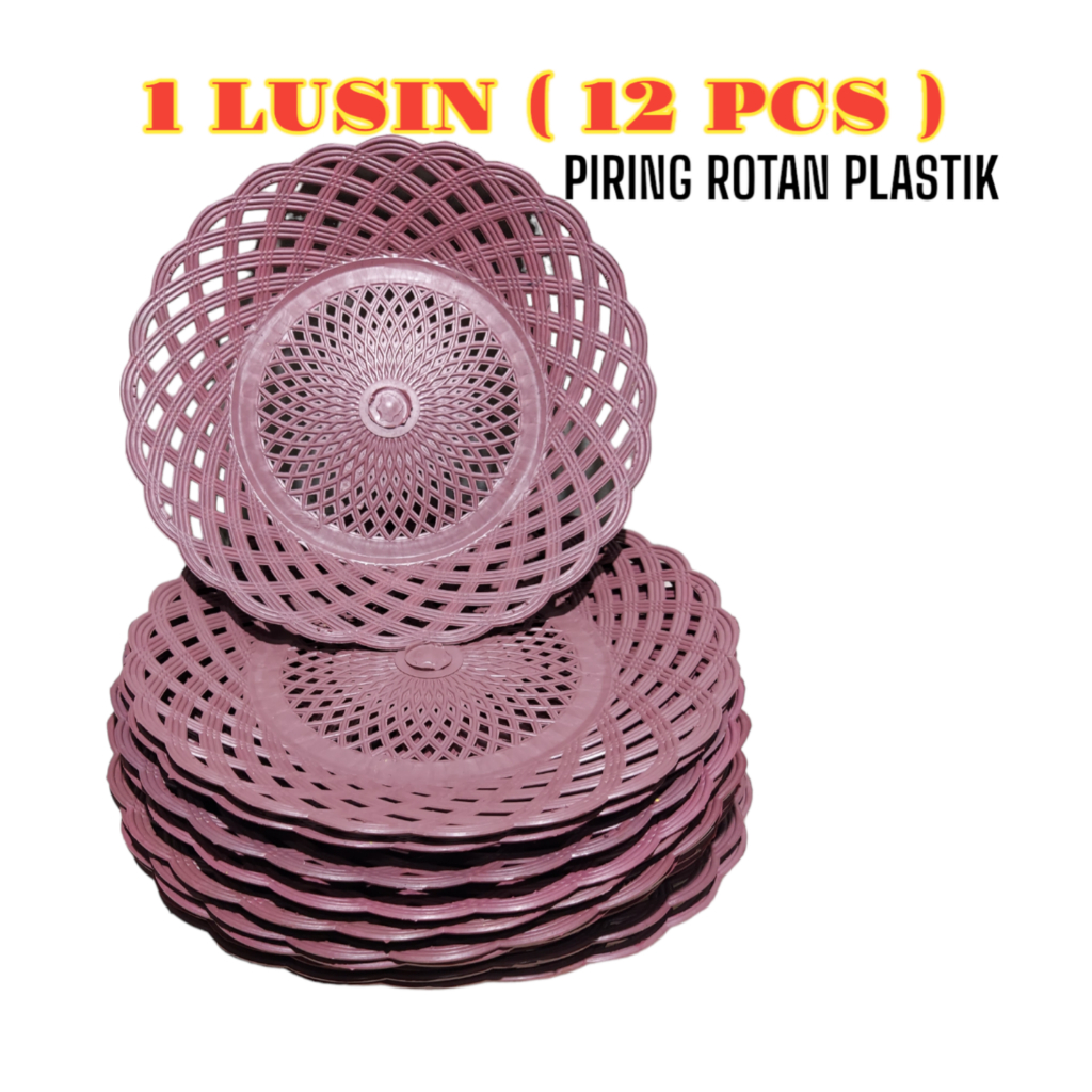 piring rotan plastik 12 pcs ( 1 lusin )