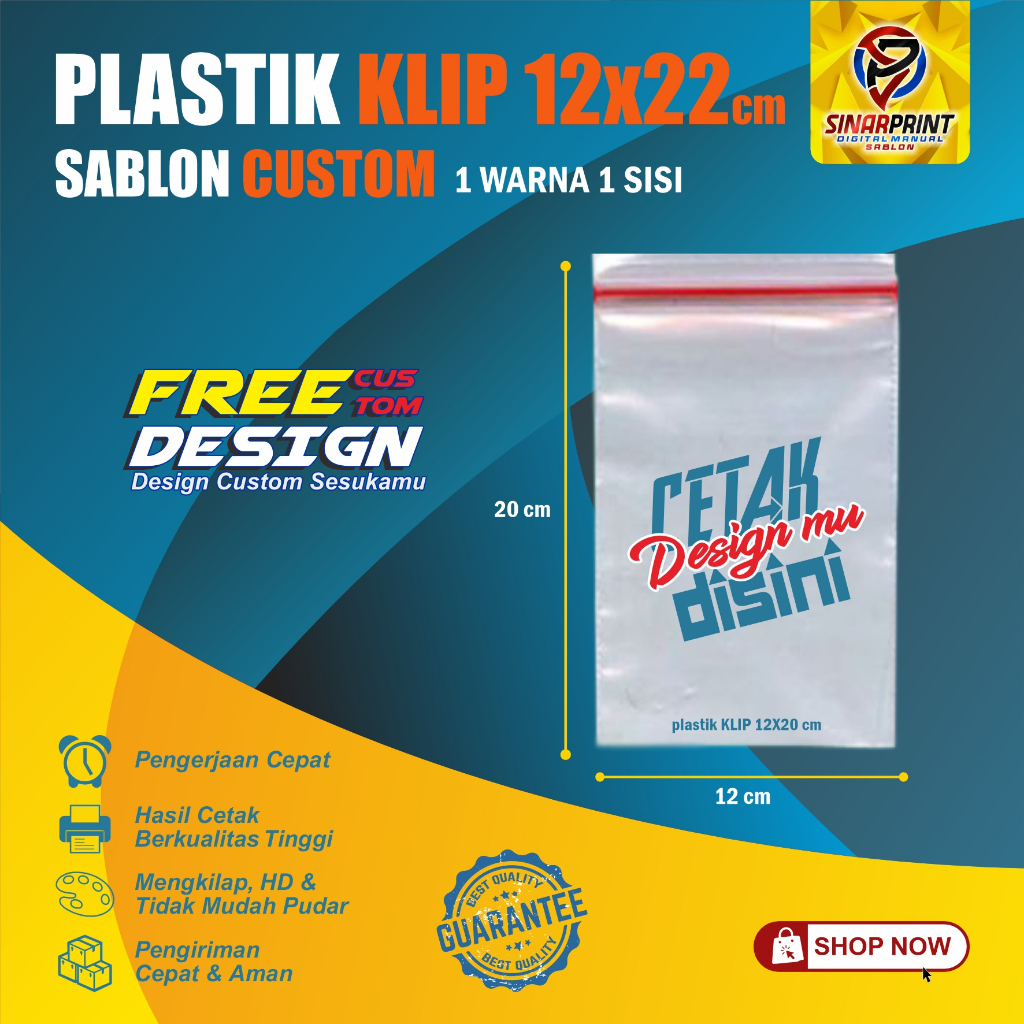 Sablon Plastik Ziplock Klip 12x20 Plastik Kemasan Packing Aksesoris HP Makanan