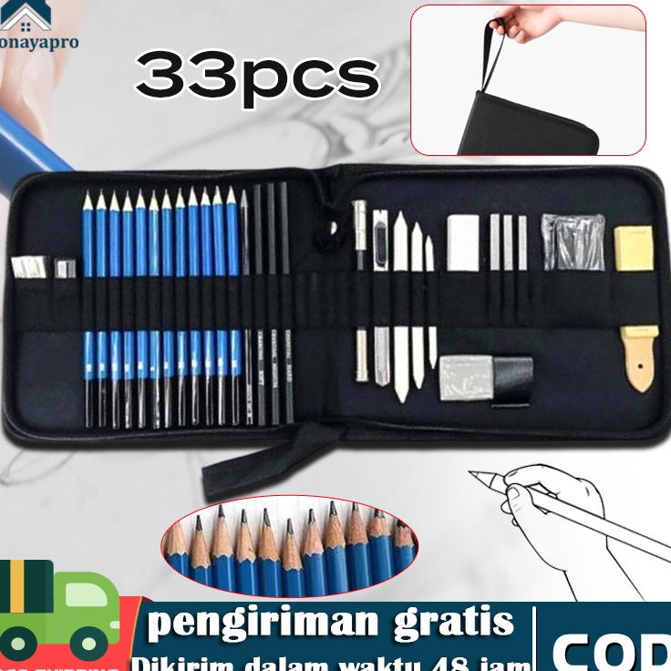 

Modern 33PCSSet Sketch Pensil Pisau Penghapus dan Pensil Gambar untuk Keperluan Sekolah Pencil Drawing Set