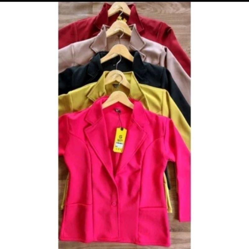 BLAZER SCUBA KERAH KANCING//BLAZER WANITA KOREA//BLAZER KANCING