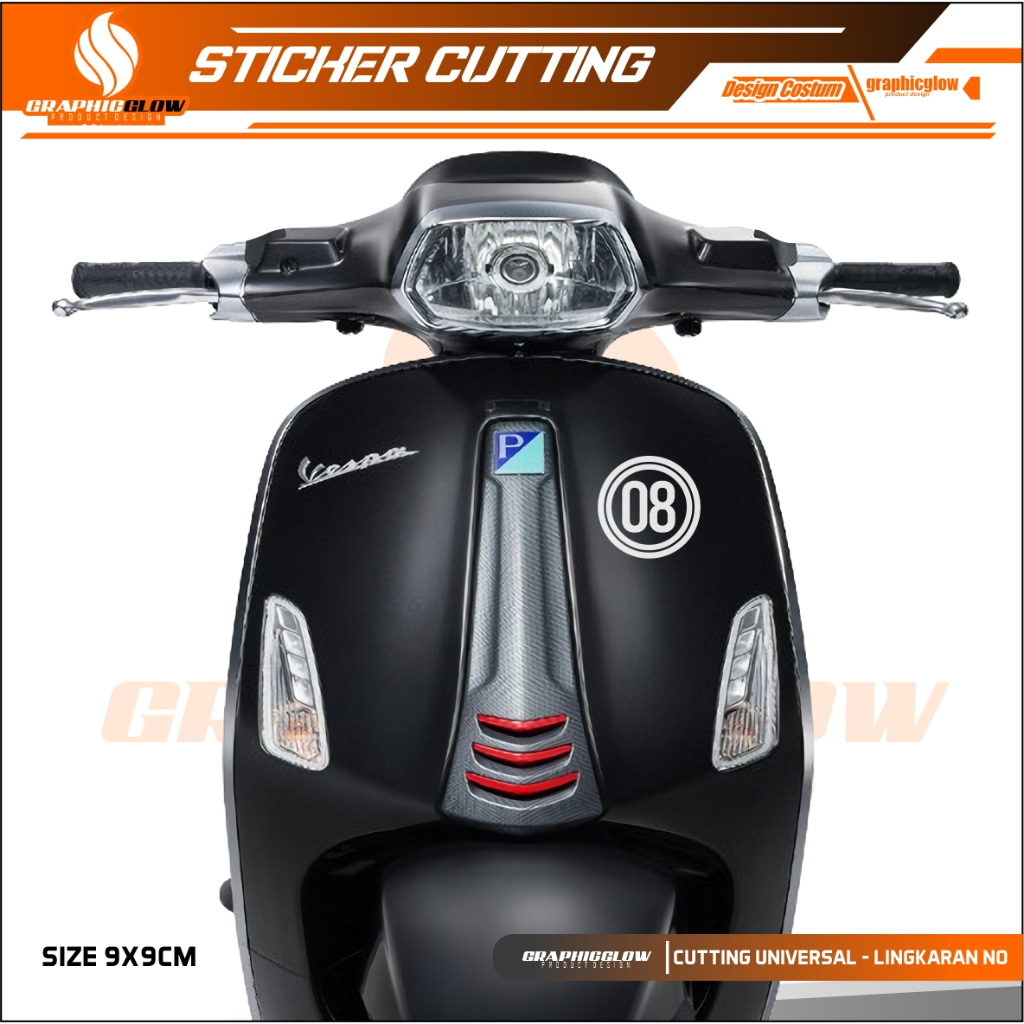 STICKER CUTTING LINGKARAN DAN ANGKA CUSTOM STIKER MOTOR VESPA