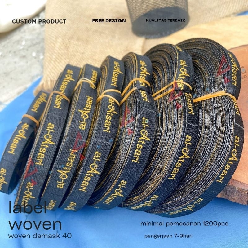 

Label woven bordir | Label pakaian murah | Label custom | Label slip woven UKURAN 2x5cm