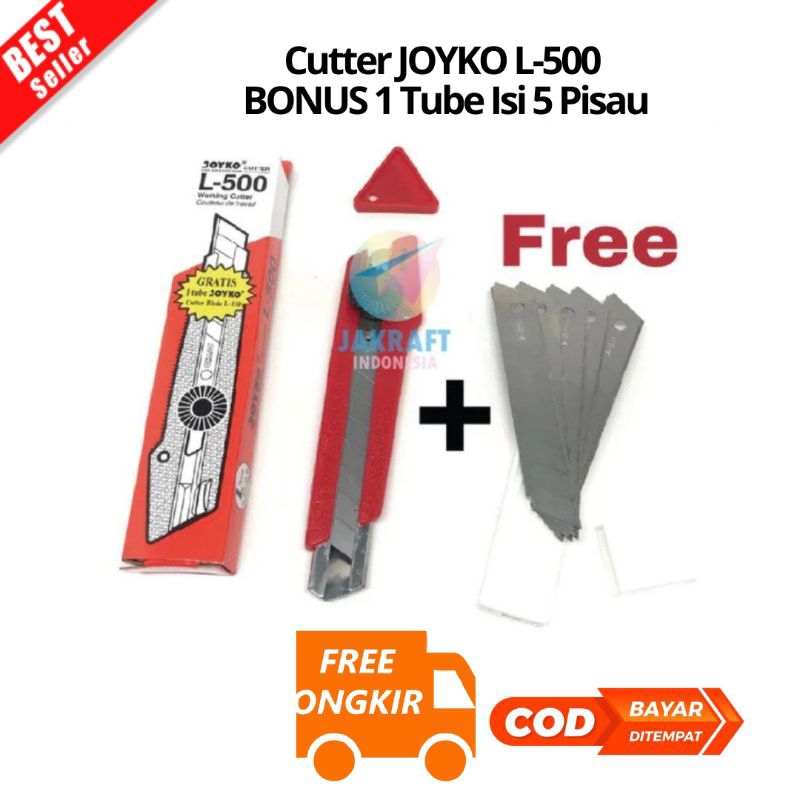 

[JK] BAYAR DI TEMPAT Cutter JOYKO L-500 Gratis 1 Tube Isi 5 PisauL-150 + Pemotong Pisau