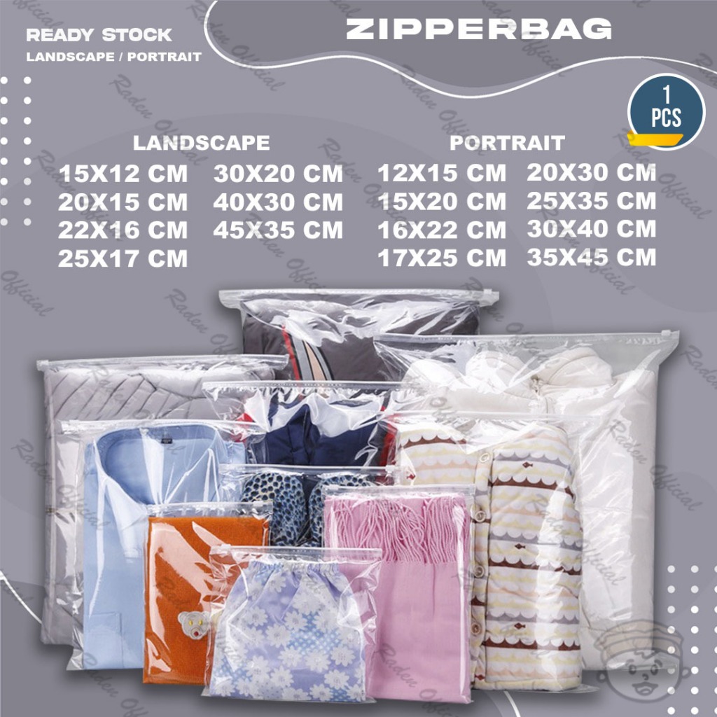 Pouch Plastik Ziplock Baju ZIPPER BAG Transparan