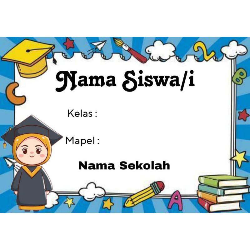 

(ISI 50) LABEL BUKU SEKOLAH MOTIF BIRU MAHASISWI