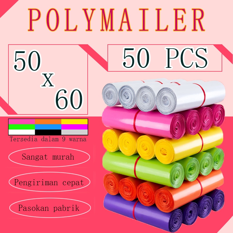 

Kantong Plastik Packing 50X60CM 50PCS LDPE Plastik Packing Online Shop Polymailer Murah Lem Sekat