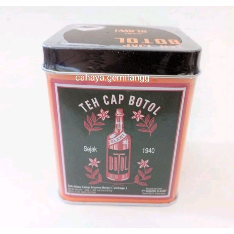 

TEH CELUP CAP BOTOL VINTAGE (ISI 20) Teh Hijau Melati / Teh Cap Botol Hijau / Teh Cap Botol Hijau Vintage / Teh Vintage Wangi Melati / Gunung Slamat Sosro Teh Celup / Teh Kepyur / Teh Sosro Khas Tegal Slawi / Teh Solo / Oleh Oleh Tegal /Teh Aroma Melati