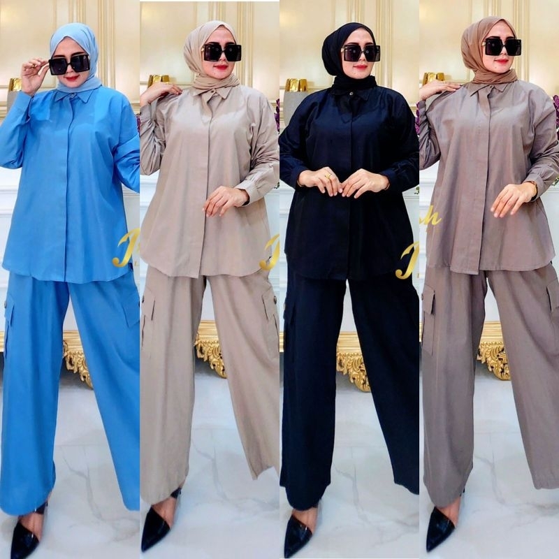 NADINE SET BY IRISH LABEL Set Oversize Celana Cargo