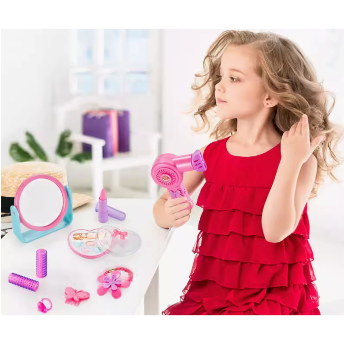 MAINAN ANAK ALAT SALON HAIR DRYER HAIRDRYER LIPSTIK TAS KECANTIKAN RAMBUT LENGKAP