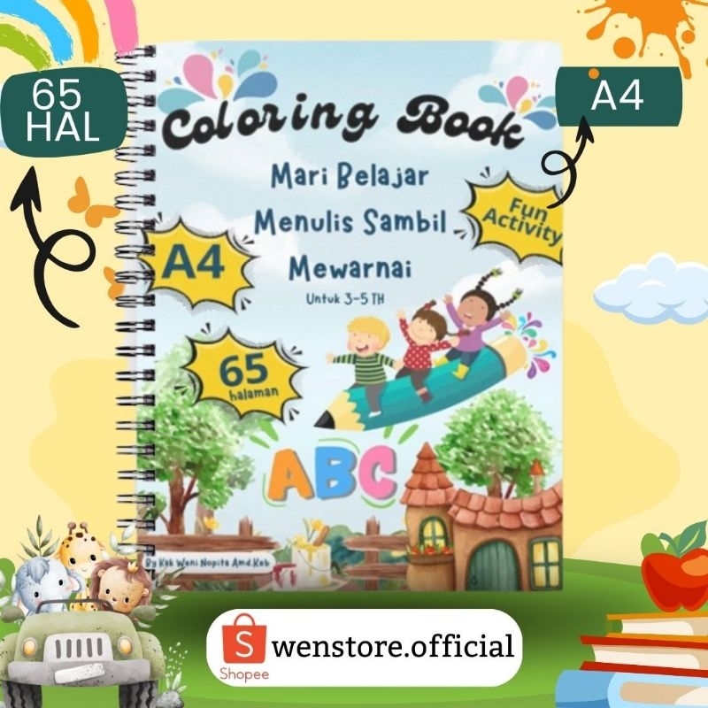 

65 Hari Mewarnai/Buku Mewarnai Hewan / Untuk PAUD & TK/ Coloring Book /Ukuran A4 65 Halaman 21x30 cm/ Mewarnai Rumah/Mewarnai Sayur/Mewarnai Buah