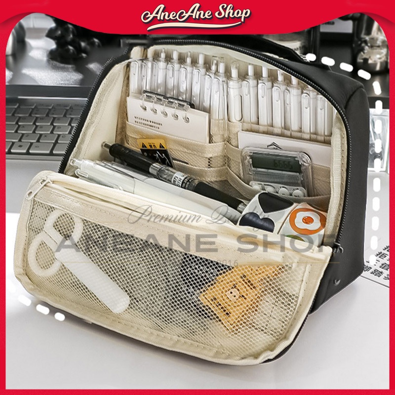 

Tempat Pensil Kanvas Kapasitas Besar ZHIBIGE Model Tas Penyimpanan Alat Tulis Multifungsi