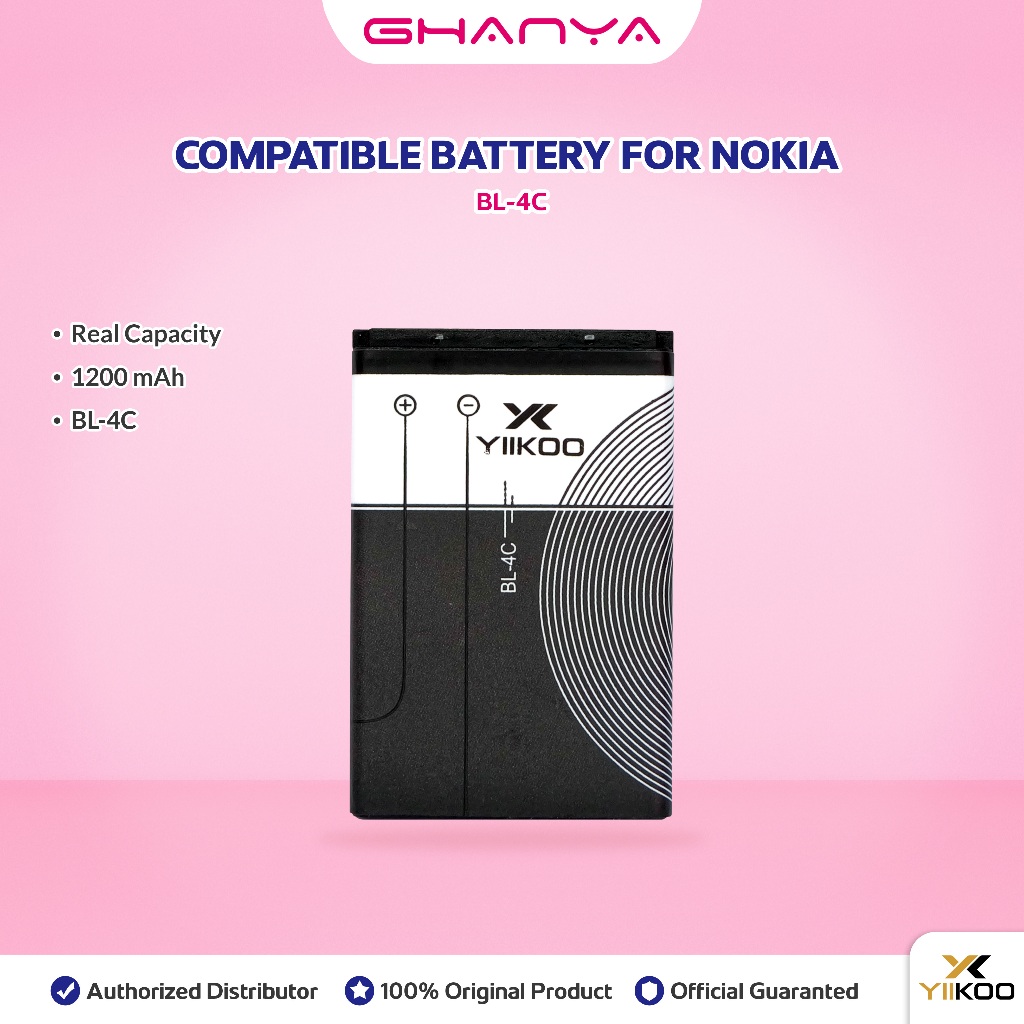 YIIKOO Baterai Nokia BL-4C BL4C 1202 1203 1661 2650 3500C 3500 Classic 5100 6100 6103 6104 6131 6170