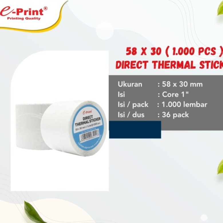 

e-print Direct Thermal Sticker 58x30mm 1line 1000pcs Gap 3mm Core 1 inch