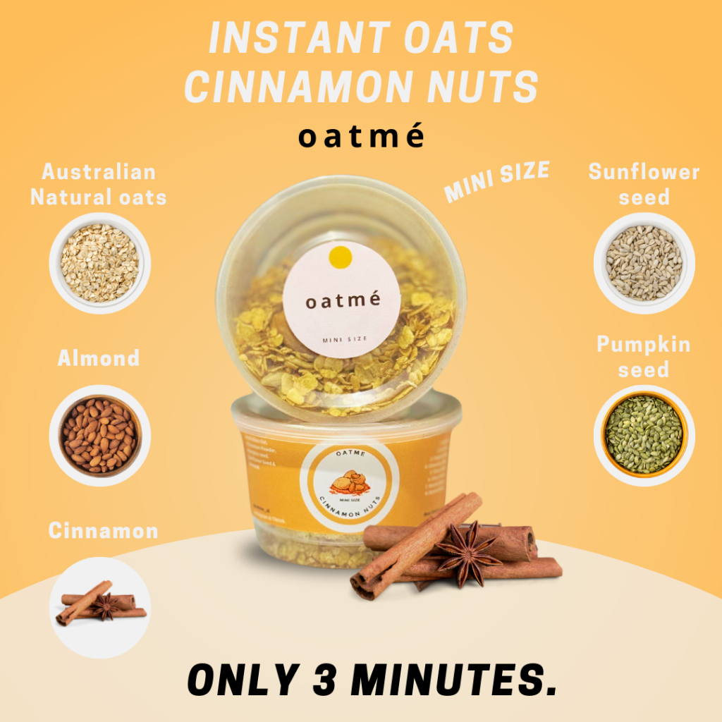 

OATME Mini Size Instant Sereal Oats Cinnamon Nuts Snack sehat Cepat Tinggi Serat