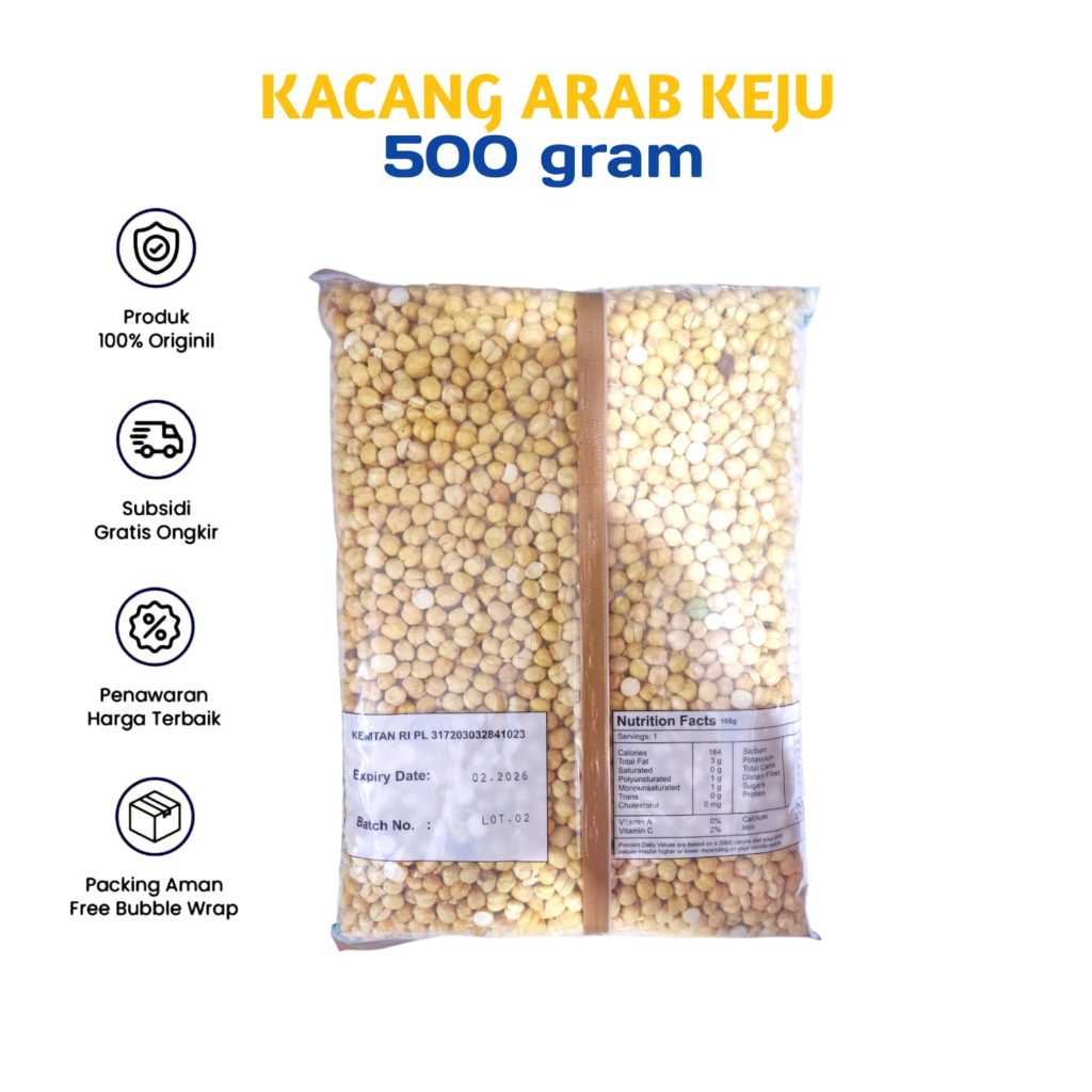 

Kacang Arab Panggang Premium 500gram I Chickpeas Roasted