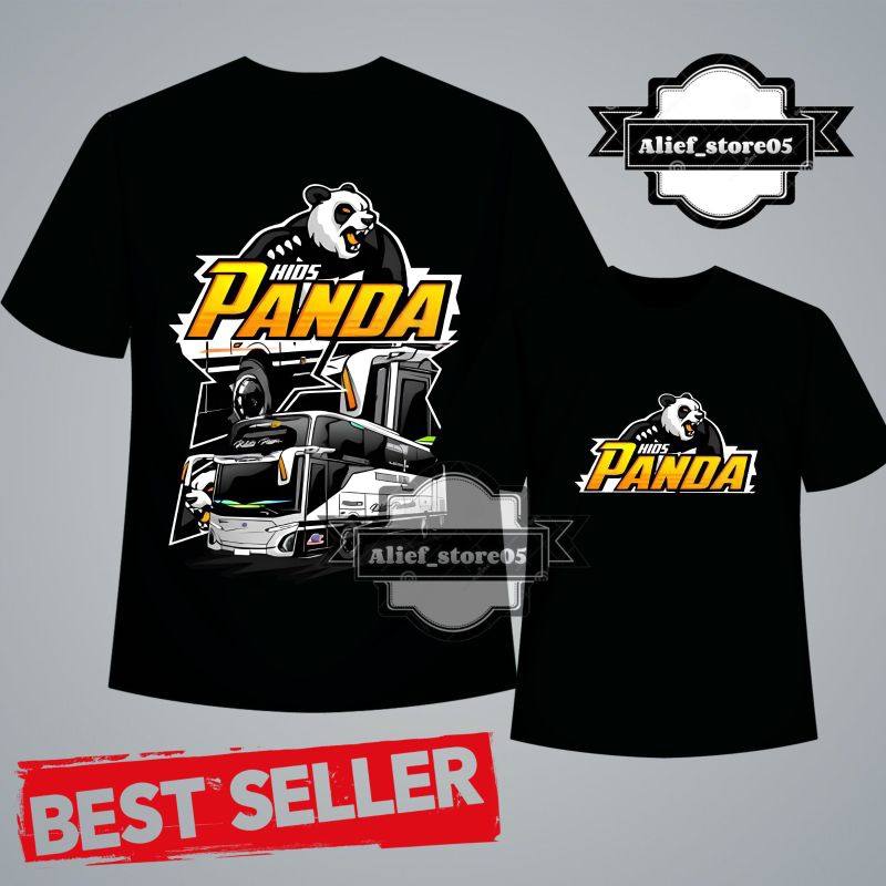 Kaos Anak Bus Kids Panda Black White Edition | Kaos Bus Kids Panda | Kaos Anak-anak Bismania