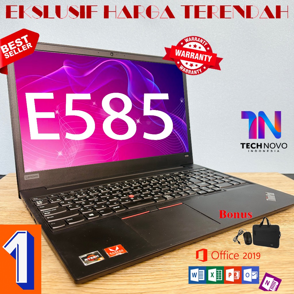 Laptop Lenovo E585 AMD Ryzen 5 AMD Radeon  Ram 8GB SSD 128GB 15.6inch Keypad numerik Peningkatan bar