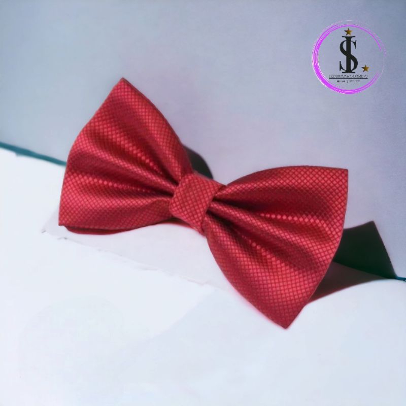 Dasi Pria Kupu Kupu Motif Kotak Halus Premium Polyester Merah Maroon/Maroon Tua/Merah Terang