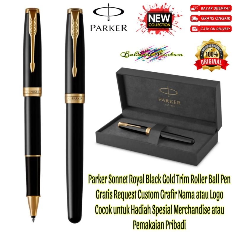 

PULPEN PARKER ORIGINAL SONNET BLACK TRIM GOLD GT ROLLER BALL PEN GRATIS REQUEST CUSTOM GRAFIR NAMA ANDA ATAU LOGO ANDA COCOK UNTUK PEMAKAIAN PRIBADI ATAU UNTUK HADIAH SPESIAL MERCHANDISE PROMOSI