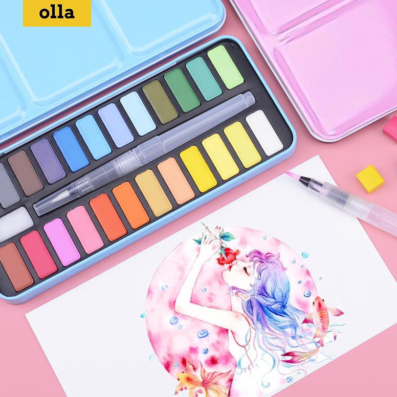 

KODE K44N Olla Cat lukis Cat Air Sponge Lukis 24 Warna Watercolor Set WC2