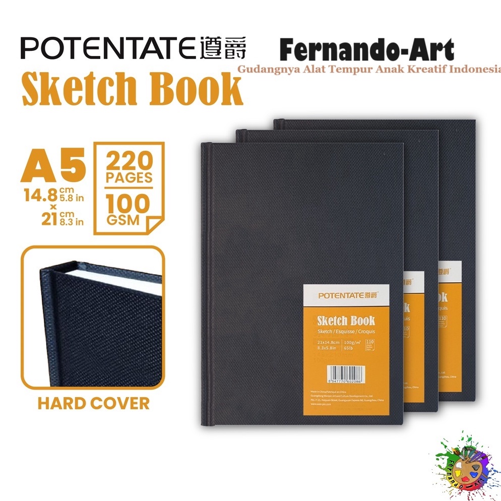 

KODE R9K Buku Sketsa Potentate Hard Cover A5 Stitch Bound Sketchbook