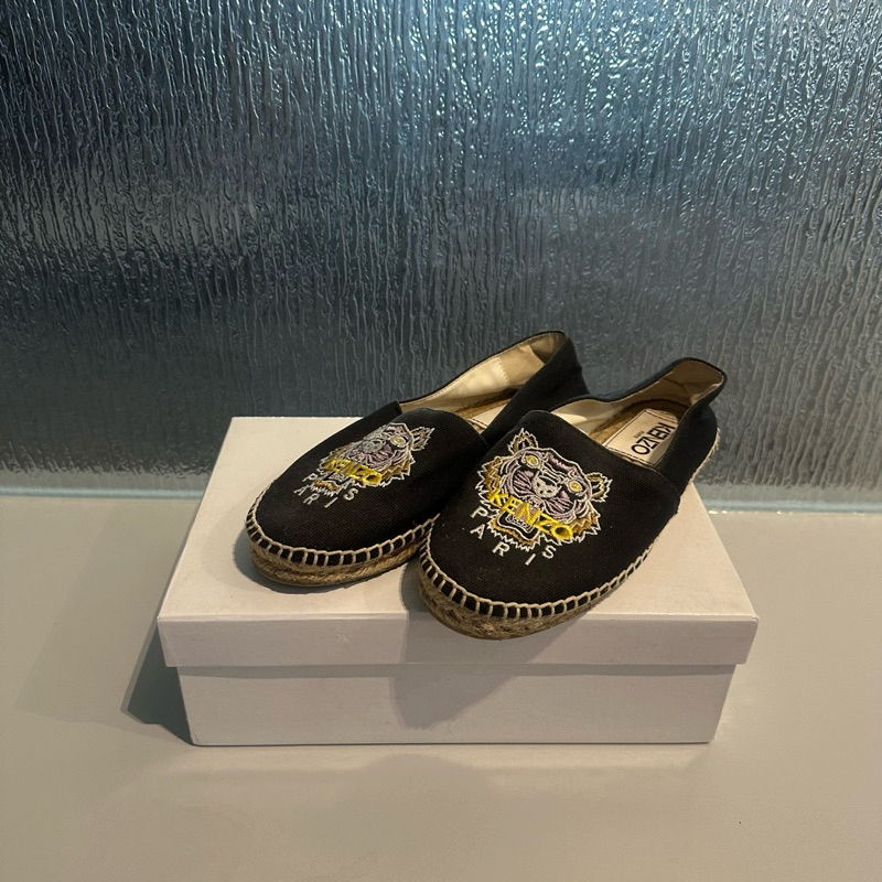 𝙋𝙍𝙀𝙇𝙊𝙑𝙀𝘿 Kenzo Women Tiger Espadrilles in Black Canvas Preloved