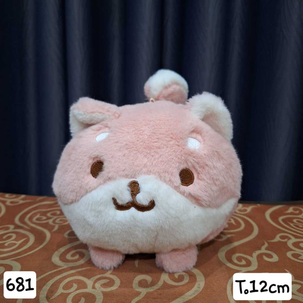Boneka Guguk Anjing Dog Pink Kecil Lembut Bulu Gantungan Lucu