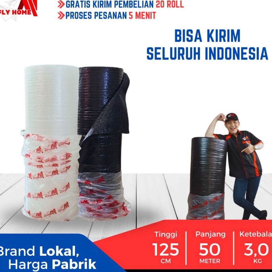 

Memang Keren FLYHOME Bubble wrap hitam putih 3kg Plastik Bubblewrap 1 Rol top quality