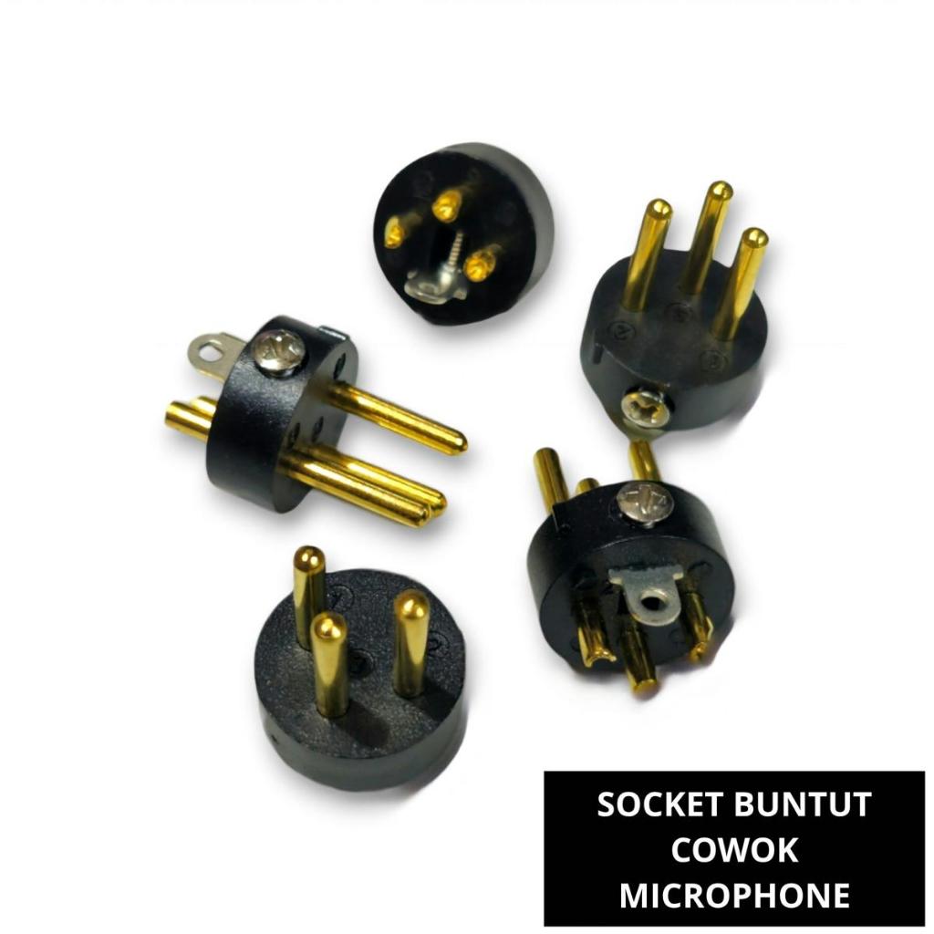 Socket Buntut Mic 3P / Soket Belakang Microphone 3 Pin Male Connector  Cowok