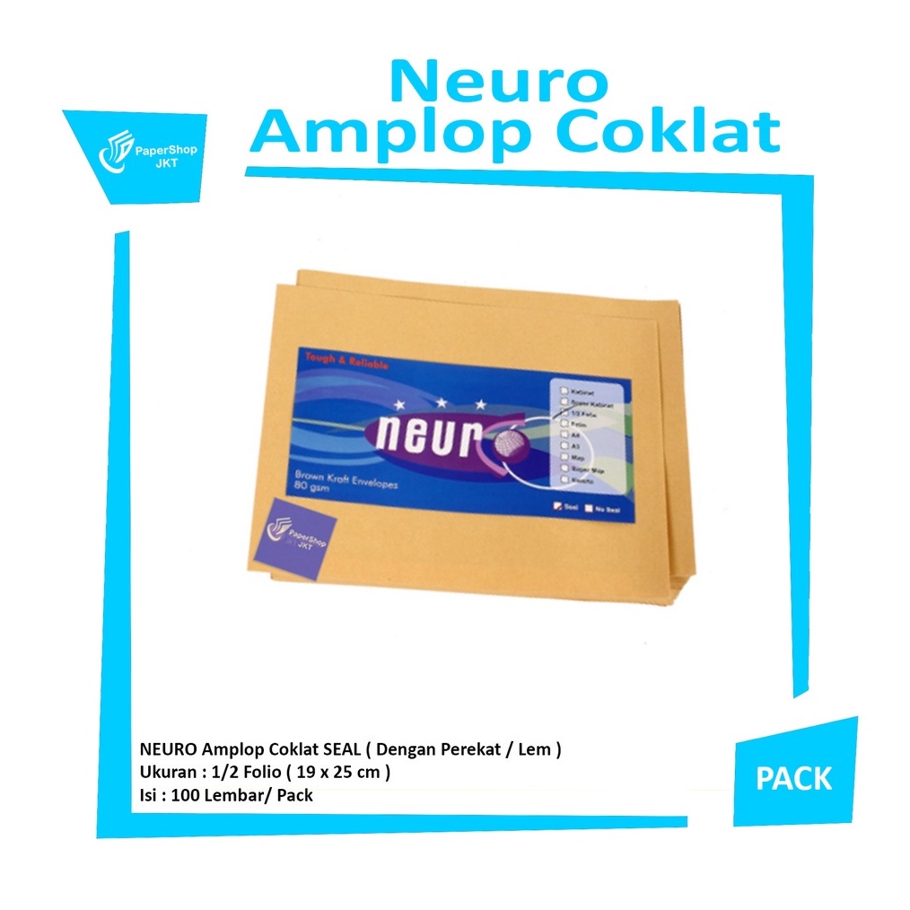 

KODE E79S NEURO Amplop Coklat 12 Folio Seal 19 x 25 cm Pack