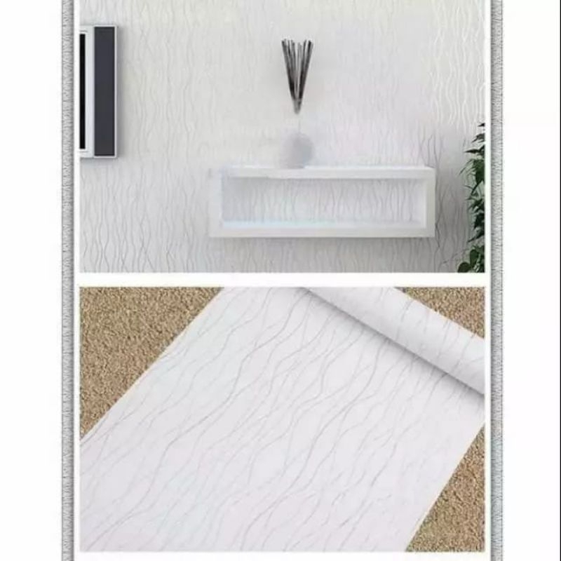 Wallpaper Dinding Motif Gelombang Putih Silver 3D (BISA COD & INSTANT) Wallpaper Dinding Aestetic Wa