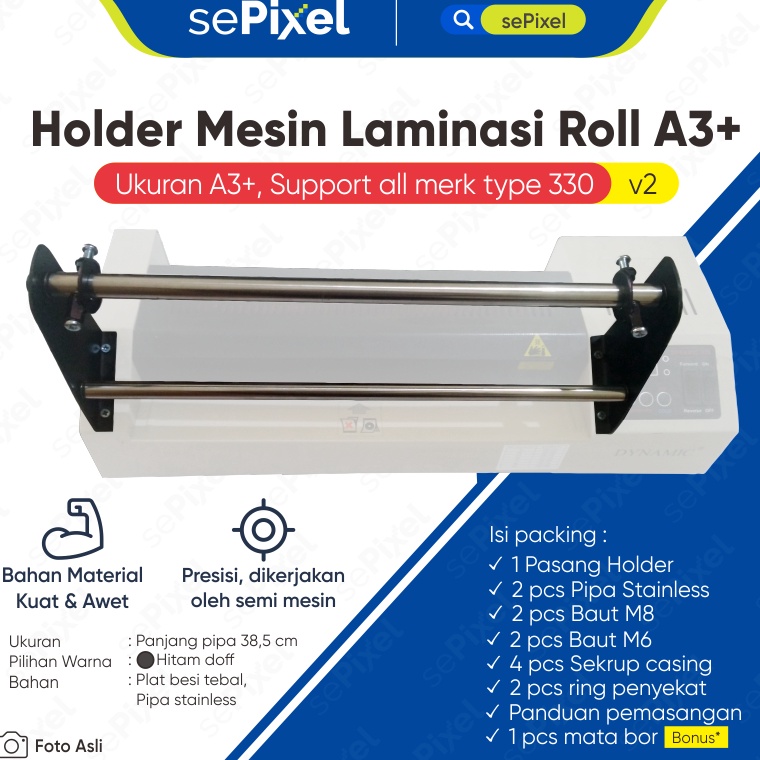 

KODE L75C Penyangga laminating Holder Mesin Laminasi Roll A3