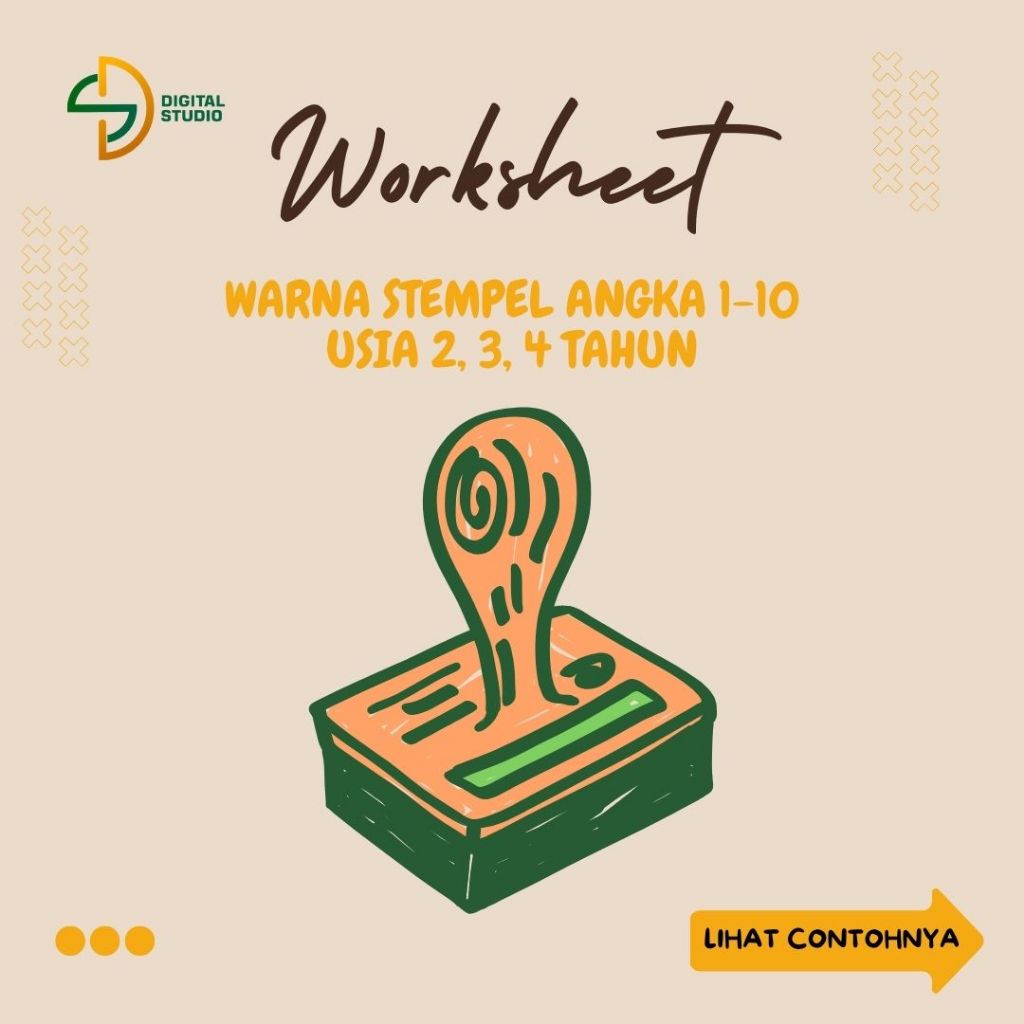 Worksheet Warna Stempel Angka 1-10 PDF Untuk Anak Usia 2, 3, 4 Tahun