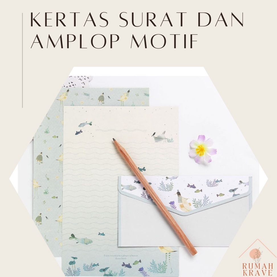 

Top banget RUMAH KRAVE Kertas Surat dan Amplop Motif Bunga Laut Letter Envelope