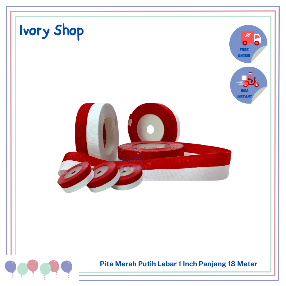 

Pita Merah Putih Lebar 1 inch 2,5 cm 1 roll panjang 18 Meter