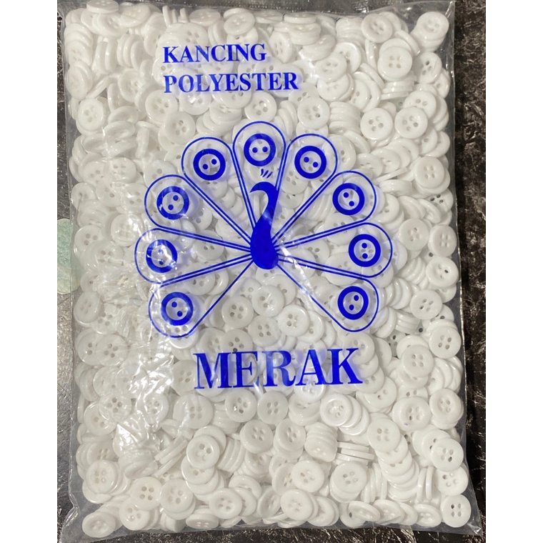Special Pr Kancing Merak kemeja lubang 4 warna putih susu dan bening merk Merak 18L 11mm isi 144pcs