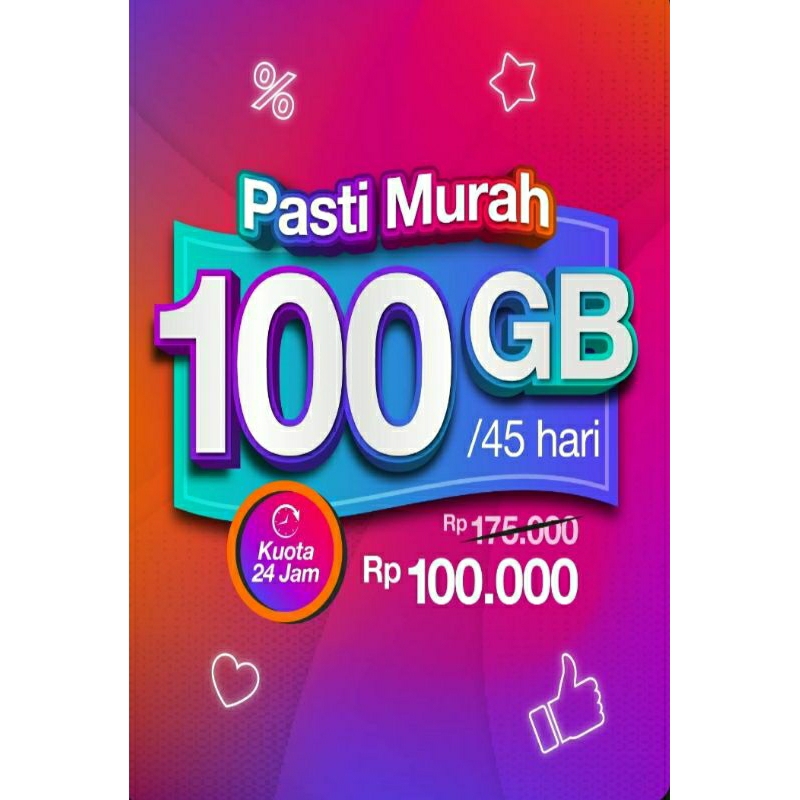 kartu tri sakti 100GB 45hari  FULL cuota utama 24jam