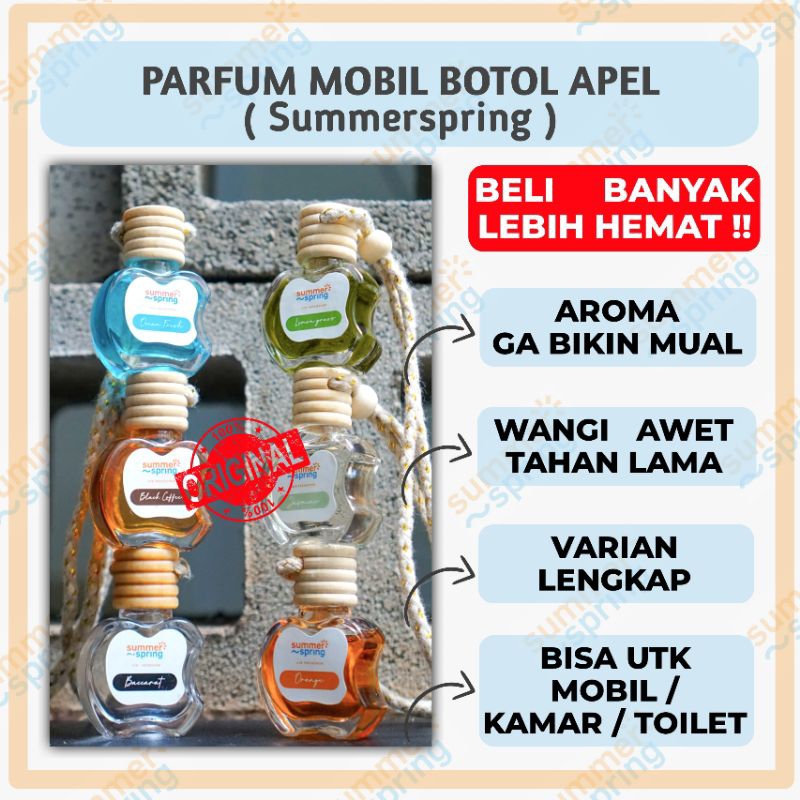 Summer Spring Pengharum Mobil Ruangan Kamar Mandi Toilet Lemari Murah Aroma Awet Tahan Lama Botol