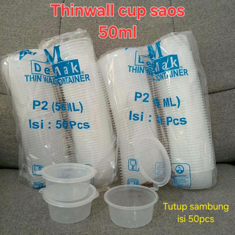 [50pcs]Thinwall cup 50ml DM thinwall saos thinwall kecap thinwall plastik thinwall sambel wadah plas
